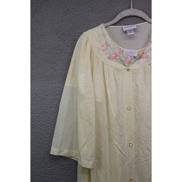 Shadowline Vtg. Yellow Embroidered Gown & Robe Set-Medium-New w/Tags-Y2K - Picture 3 of 15